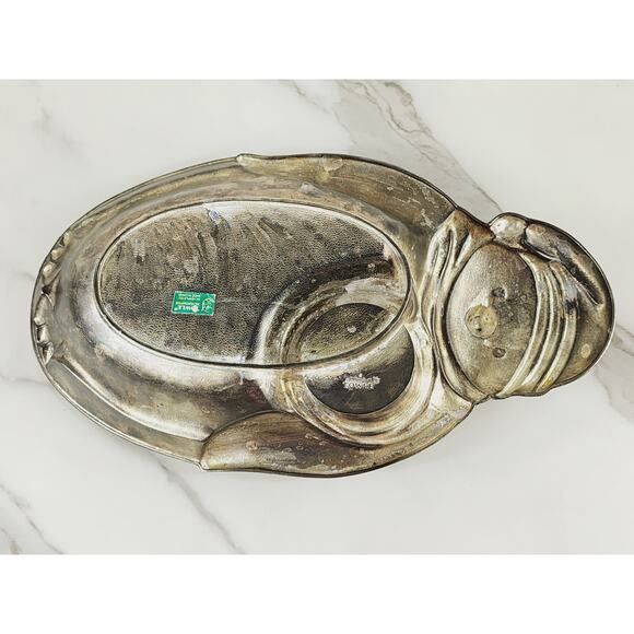 Christmas Towle Serving Tray Candy Dish Silverplated Penguin Shaped 12" Holidays - Picture 9 of 15